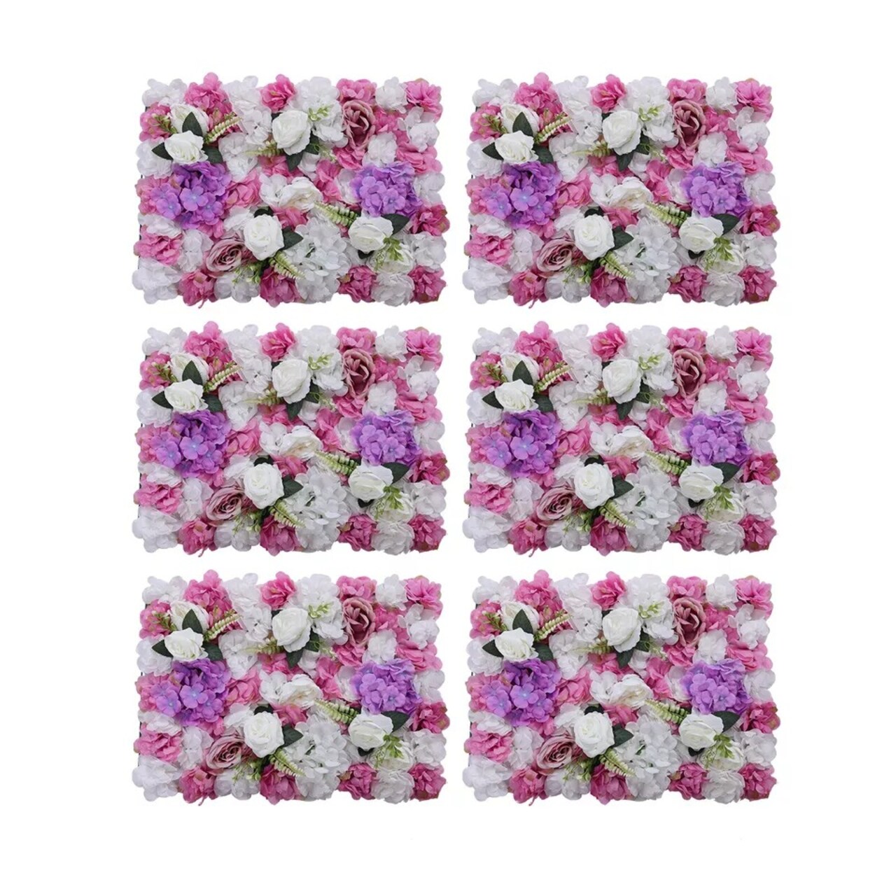 6 PCS Artificial Hydrangea Flower Panel Wedding Party Background Wall 60cm*40cm